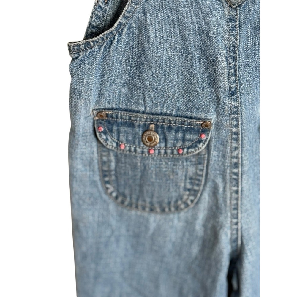 Y2K Genuine Kids Oshkosh Denim Embroidered Overalls Girls 24mths - Picture 6 of 12